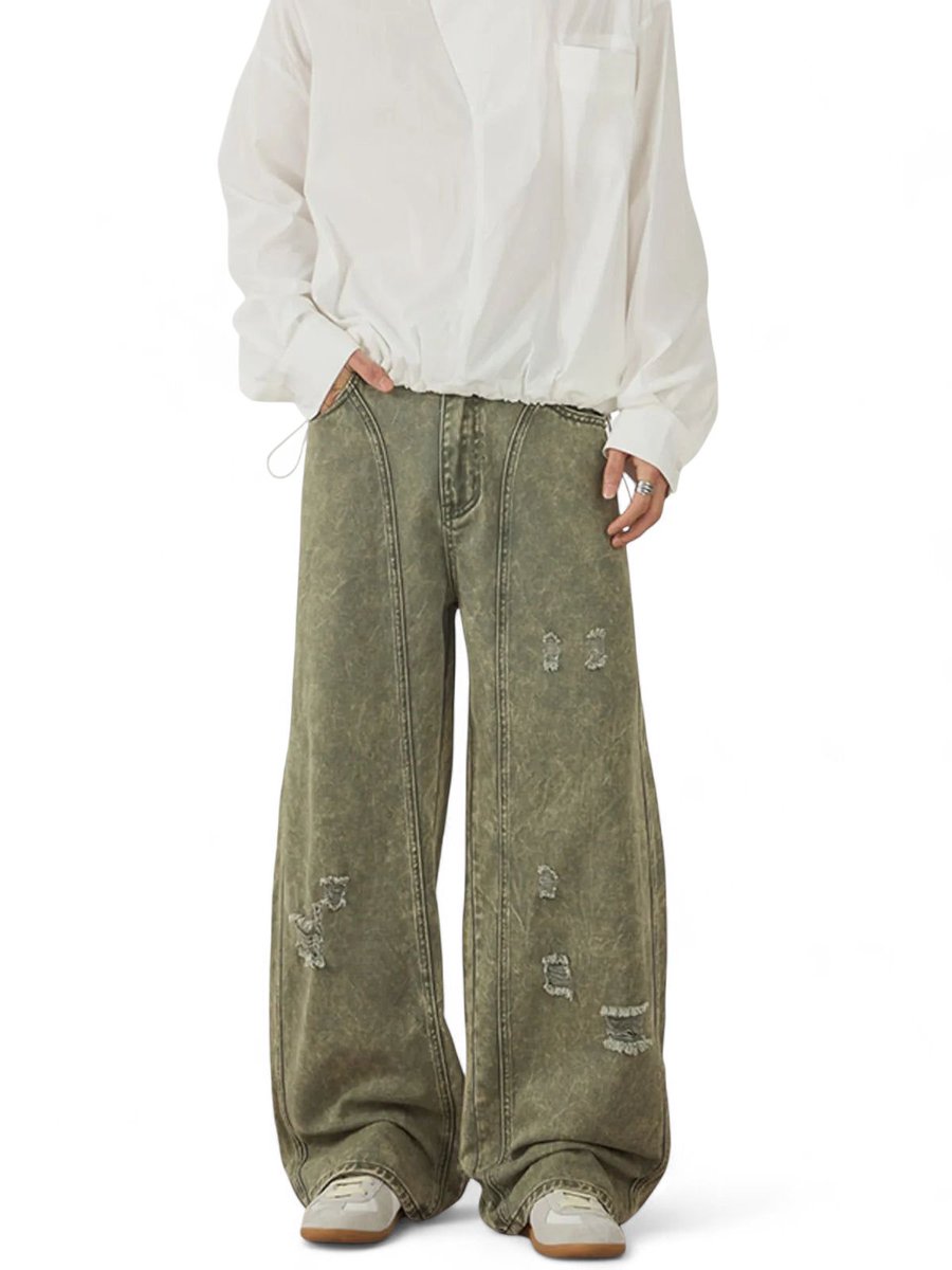 NoStylishWear's tweet photo. These pants say, "I'm too cool for basic jeans." Wide legs, distressed vibes, and just $99.99 for that effortlessly chill look. Who knew pants could have such attitude? 😎🕶️ #NoStylish https://t.co/JkTP0VTzya https://t.co/W9RNkZNMeC