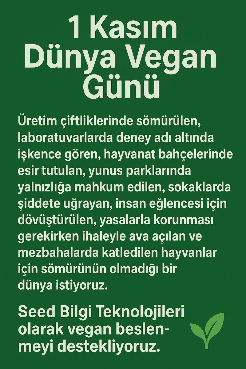 SeedBilgi's tweet photo. Seed Bilgi Teknolojileri olarak vegan beslenmeyi destekliyoruz. Dünya Vegan günümüz kutlu olsun. 
#GoVegan https://t.co/cfEMUHe26e