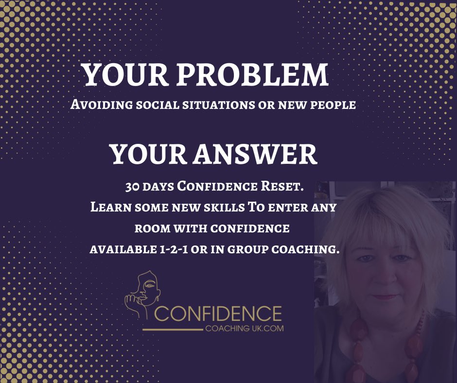 Do you struggle with your confidence ? Try the 30 Day Confidence Reset. Includes 1/2 day workshop and 4 weeks of 1-2-1 coaching . Walk into any room with new tools and strategies. #confidencecoaching #anxiety #stressed