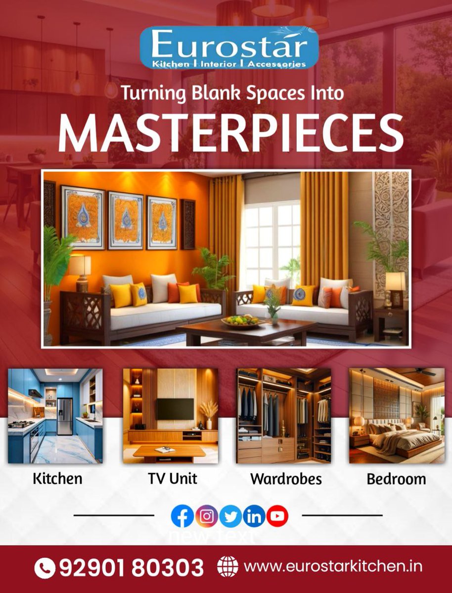 eurostar_int's tweet image. Turn your blank spaces into masterpieces with Eurostar Kitchen | Interior | Accessories
📞 Call now: 92901 80303
#EurostarInteriors #ModularKitchenDesign #HomeInteriors #3layerwpc #wpc #colourboard #InteriorDesignIndia #HyderabadHomes #hyderabad #hyderabadinteriordesigner