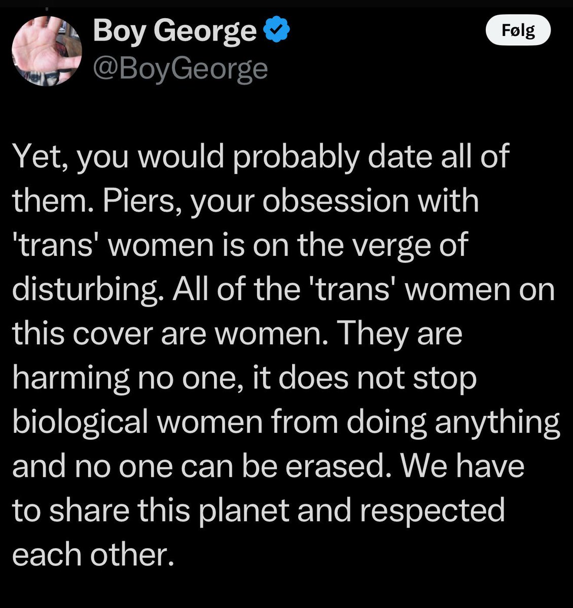 The most sexist &amp; misogynist concept is “men claiming to be women harms no one”.

It means women aren’t their own sex class. It harms women. It allows men to speak for us, as us. If you give AF about women, it’s crystal clear.