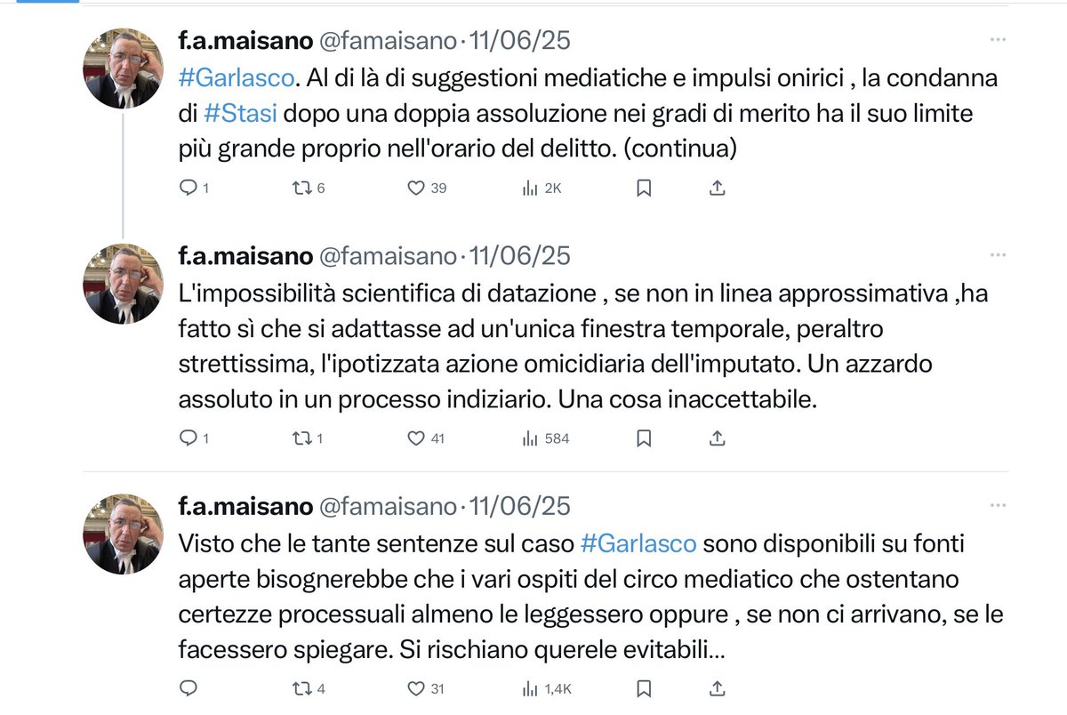 #Garlasco 

Ho iniziato ad interessarmi mesi fa a questa vicenda processuale senza precedenti come si dovrebbe fare sempre, partendo dalle sentenze che si sono susseguite nel tempo. Se tanti “qualificati opinionisti” che stazionano televisivamente nelle nostre case da mane a