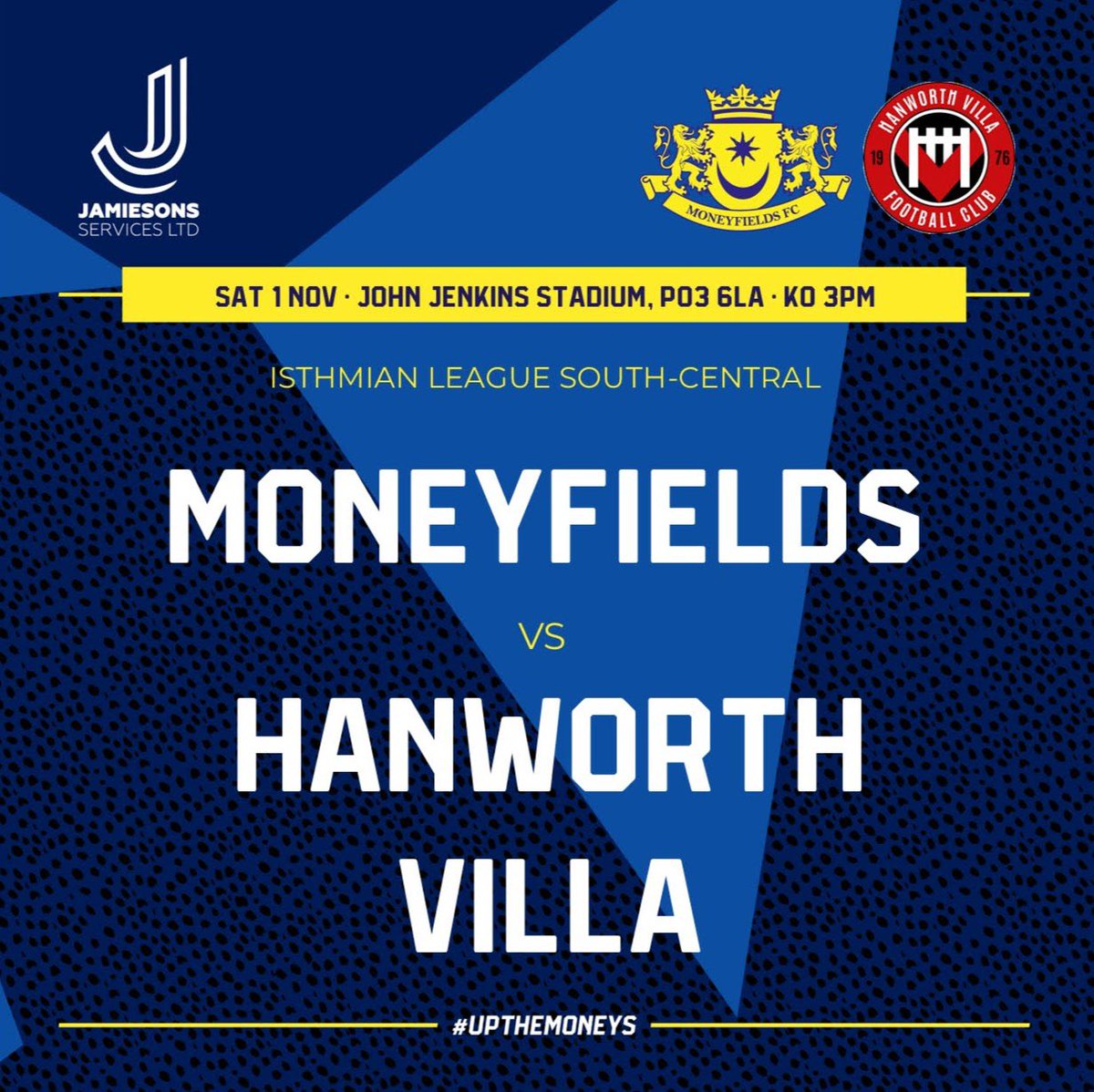 ⚽ It’s Matchday! 

🏆 <a href="/IsthmianLeague/">The Pitching In Isthmian League</a> South Central
🆚 <a href="/HanworthVillaFC/">Hanworth Villa FC</a> 
🕕 3pm
🏟️ John Jenkins Stadium
📍PO3 6LA
🎟️ £10 Adults/£6 65+/£5 Uop Students/£2 12-17/U12s free with a fully paying adult!

📘Programmes £1

#UpTheMoneys