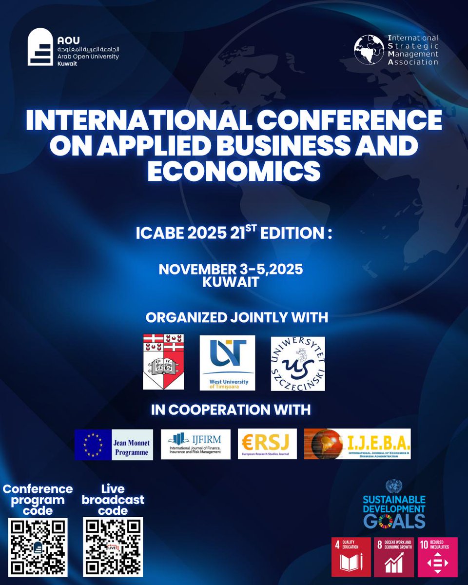 aou_KWT's tweet image. #INTERNATIONAL #CONFERENCE

ON #APPLIED #BUSINESS AND

#ECONOMIC
#AOUERS
#aoufamily 
#aoukw