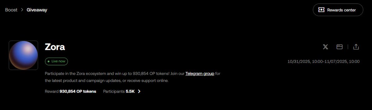 0xAlexaOnChain's tweet image. Want to win big with small swaps? 💸

⚡️ @zora x @wallet = smart money farming $OP rewards on @base 

🗓️ Ends: Nov 7 2025
🎁 930K+ $OP tokens across 7 DApps
👑 3K winners per quest

How to join:

1️⃣ Go to 👉 web3.okx.com/join/XLAUNCHAI…
2️⃣ Connect OKX Wallet → Base network
3️⃣…