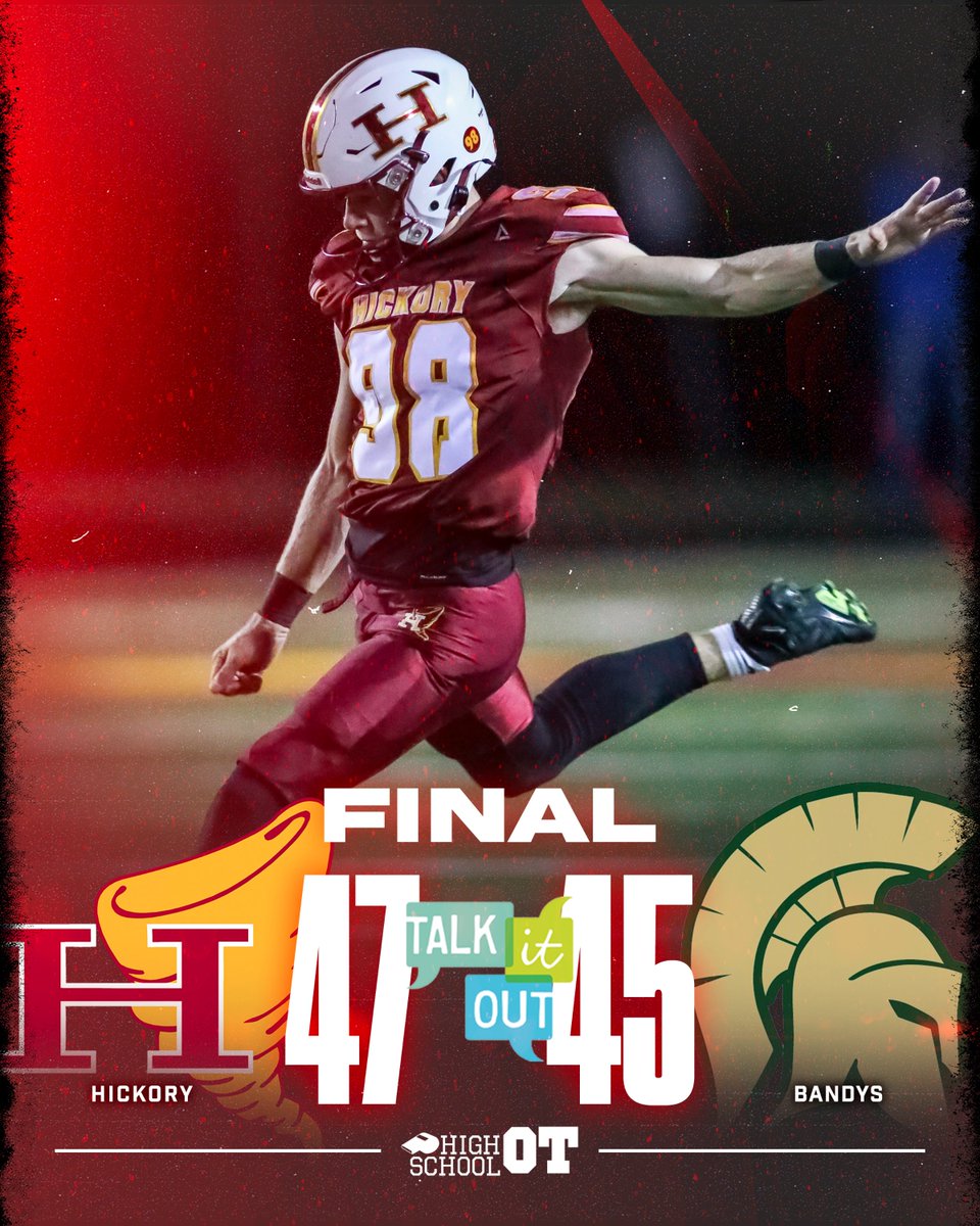 What a night to be a Red Tornado.

Down three in the final seconds of regulation, Josh Herring forces overtime with a game-tying field goal, and Hickory wins it on a Jaheem Jenkins touchdown and two-point conversion.

Football final scores from around North Carolina can be found