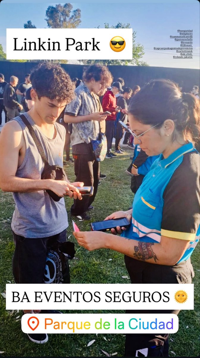 BA EVENTOS SEGUROS 🌞 

📍🚓 La Dirección General de Eventos Públicos de <a href="/SeguridadBA/">SeguridadBA</a> junto con la <a href="/PoliciaCiudadBA/">Policía de la Ciudad</a> desplegaron hoy un exitoso Operativo de Seguridad Integral 👮 para el Recital en Vivo de <a href="/linkinpark/">LINKIN PARK</a> en el <a href="/BAparqueciudad/">Parque de la Ciudad</a> 🎸🎤🎸

🚨Gracias también a la aplicación