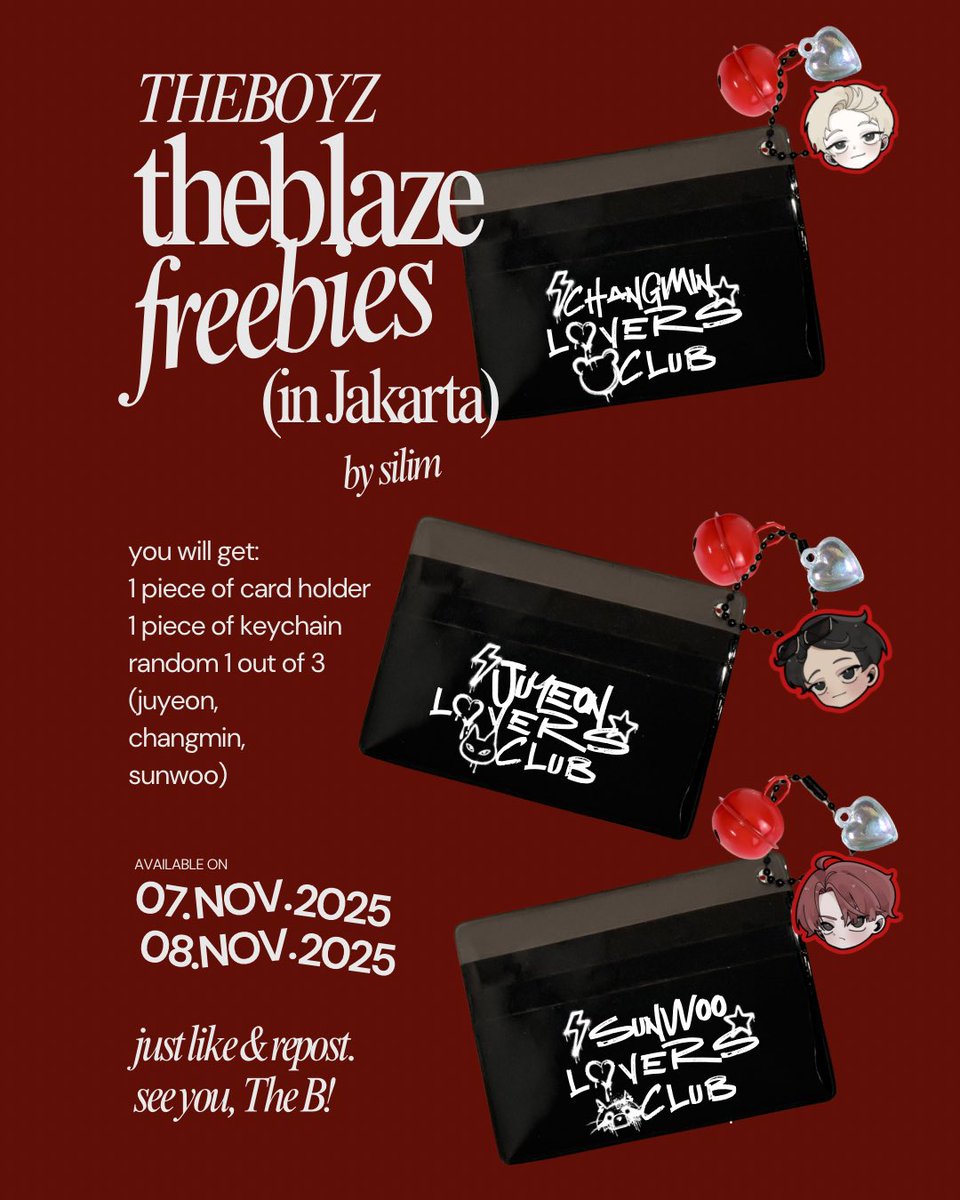the8aby's tweet image. ∧,,,∧
(  ̳• · • ̳)
/    づ♡ FREEBIES 
THE BLAZE IN JAKARTA
— by @the8aby
limited quantity.
⏰TBA.
like & repost are appreciated!♡
see you, guysss~
#THEBLAZE_in_JAKARTA #THEBLAZEinJakarta 
#THEBOYZ #더보이즈