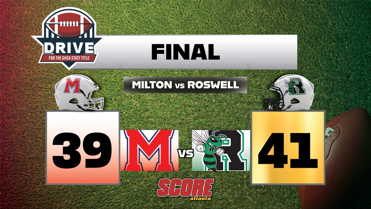 FINAL!

<a href="/MiltonEagles_FB/">Milton High School Football</a> 39, <a href="/Roswell_FB/">Roswell Football</a> 41

WHAT. A. GAME. 

Congrats to the Hornets on the region championship!