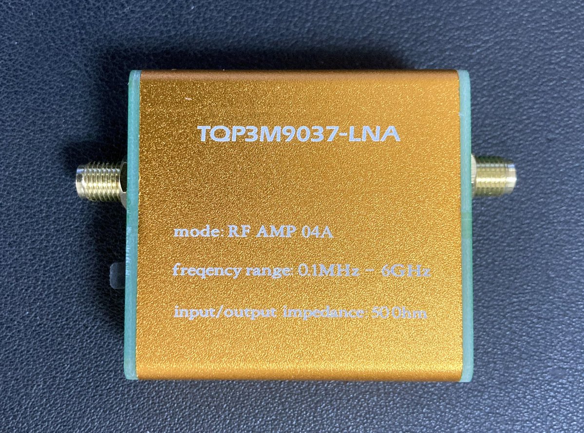 jr3rdh's tweet image. こんにちは。
某ネットショップで入手したTQP3M9037-LNA、
F特を測ってみました。50dBμ入力での出力特性です。
0.1MHz~6GHz動作ですが、スペアナが3GHzまでなので
それ以上はわかりませんが、2.4GHzから上は
だらだら下がりと思われます。
かなり安価なので文句は言えません。(笑)