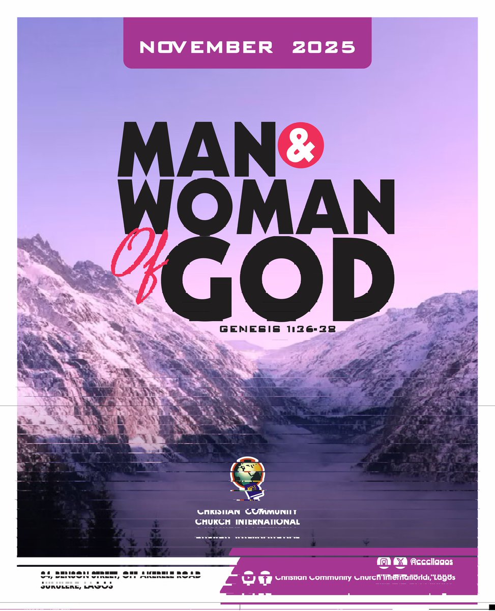 CCCILagos's tweet image. Welcome to November 2025!

Our month of THE MAN AND WOMAN OF GOD.

Genesis 1:26-28.

#CCCILagos