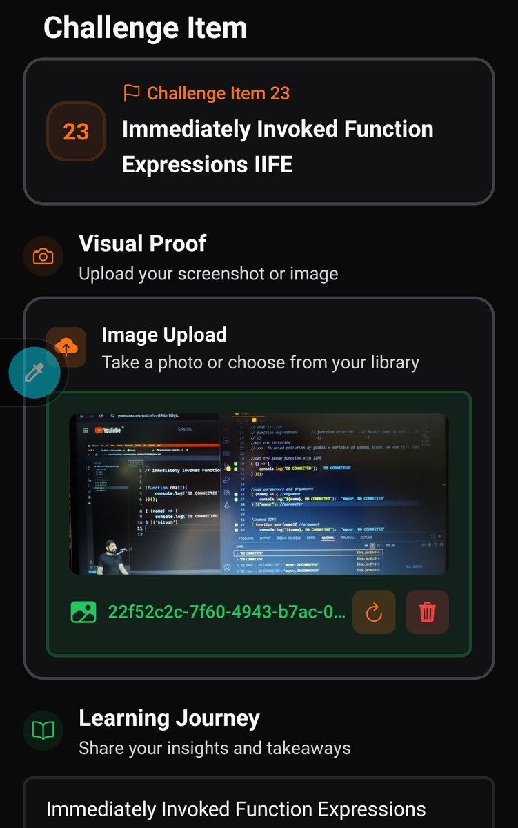 mayurbadgujar36's tweet image. Day 23 of 25 Days JS Challenge
@Hiteshdotcom
@ChaiCodeHQ 
Now 2 days to go... 💪😁
#BuildinPublic #MasterJi #javascriptframeworks