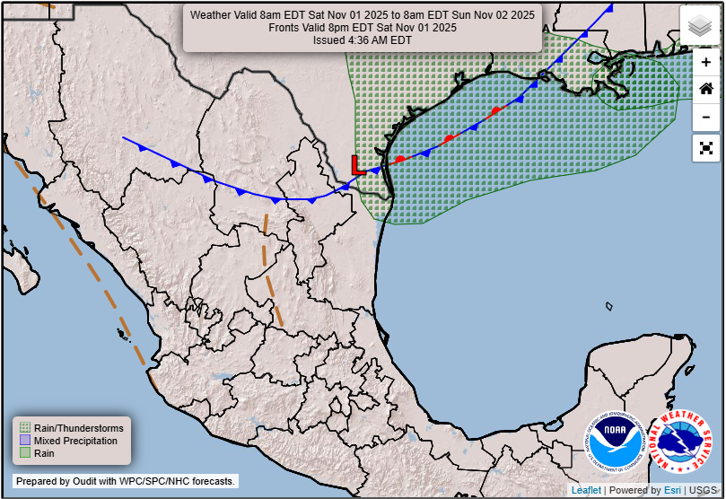 InfoMeteoro's tweet photo. ⚠️ADVERTENCIA: #FrenteFrío12 y Aire Polar

💠Sábado a domingo cruzará el frente norte, noreste, centro, oriente y sureste, seguido de aire polar

⛈️LLUVIAS: oriente y sureste, además del centro-sur (Pacífico) con tormentas aisladas

🌡️TEMPERATURAS: se refrescará, resaltando Altiplano con frío nocturno, que se fortalecerá próxima semana con mínimas de -5 a 5°C, extremas cercanas a -10°C

🌬️VIENTO: evento "Norte" de 60-90 km/h en el Golfo de México, superior en Tehuantepec. En el Altiplano del Bajío a Valle de México, domingo con 40-65 km/h