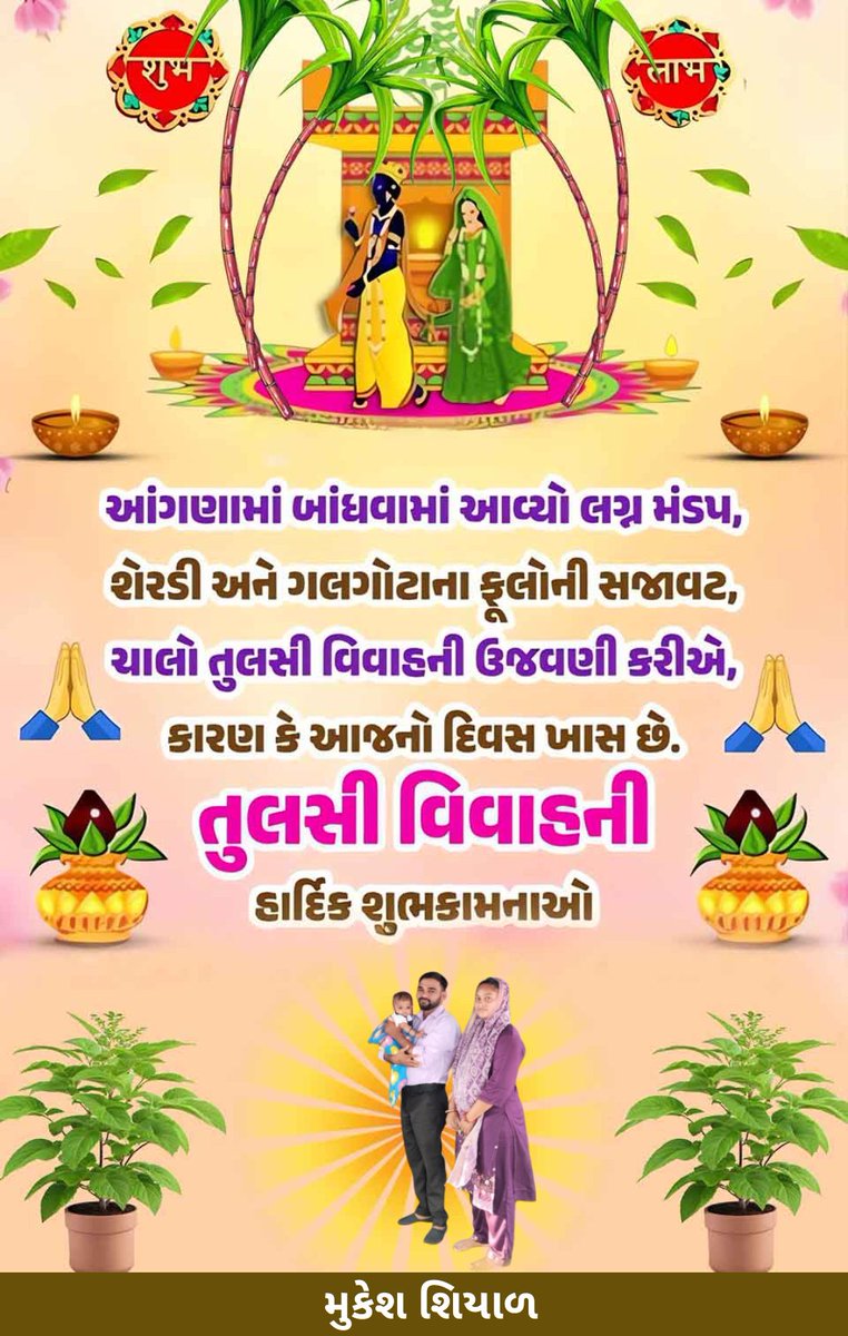 shiyalmukeshbha's tweet image. તુલસી વિવાહ ની શુભ કામનાઓ