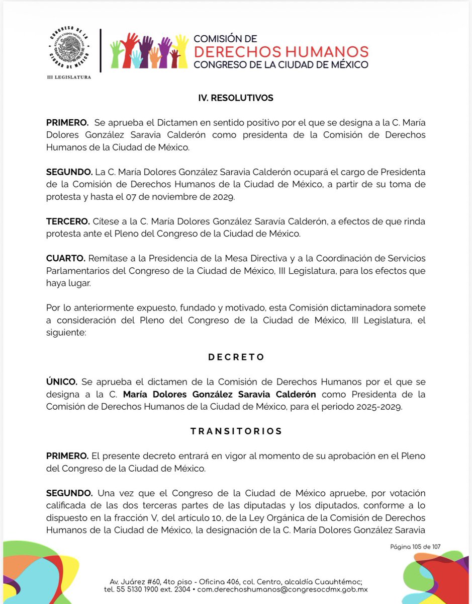 📍🚨#DesignaciónCDHCM La ComisiónDH <a href="/Congreso_CdMex/">Congreso de la Ciudad de México</a> designa a Dolores González como presidenta de <a href="/CDHCMX/">CDHCM</a>‼️

Al mero estilo <a href="/CNDH/">CNDH en México</a> NO les importó que ConsejoC primero la descartó y luego la colocó en 3er lugar de idoneidad; legisladorxs la ponen en primero. Prevén votar el lunes👇🏽