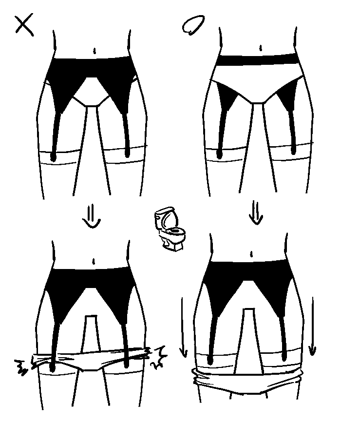 나도 세계의 진리 일부() 올려보기.
가터벨트는 팬티 밑에서 착용하는 게 편하고 올바름. 인간은 하루에 몇 번씩 용변 보는지 생각해보자. 물론 팬티 위에 가터벨트 입으면 보기 좋기는 해...
