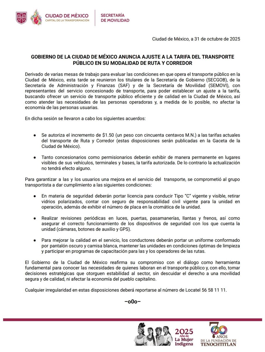 sopitas's tweet image. 💀🎃 Mucho Halloween y todo, pero el verdadero susto llegó por otro lado:
A partir de hoy sube $1.50 la tarifa del transporte público en CDMX (rutas y corredores).

👻 Ni “dulce o truco”, puro ajuste de tarifa.
#CDMX #SEMOVI #Halloween