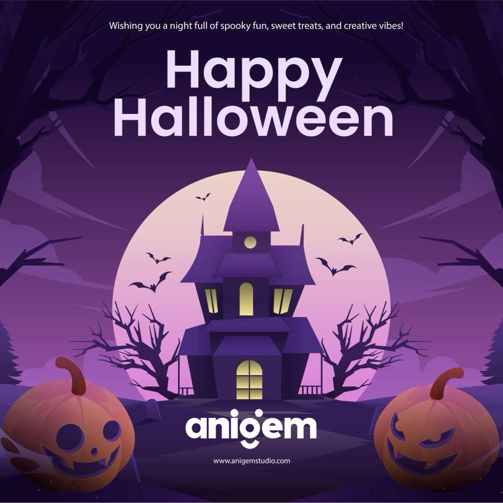 Anigem_Studio's tweet image. 🎃 &quot;Happy Halloween from Anigem Studio! 👻✨
Wishing you a night full of spooky fun, sweet treats, and creative vibes! May your day be filled with laughter, imagination, and just the right amount of fright! 🕸️💀 #HappyHalloween #AnigemStudio #SpookySeason