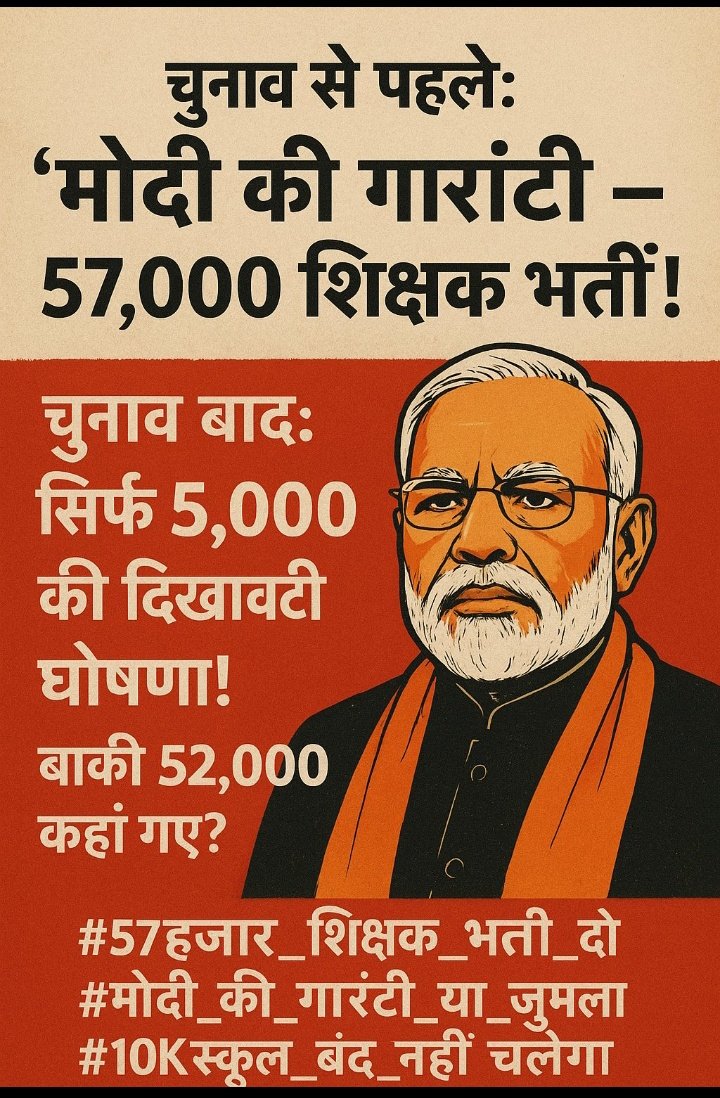 world_prajapat0's tweet photo. #57हजार_शिक्षक_भर्ती_दो
चुनावी घोषणा पत्र पूरा करो।
मोदी कि गारंटी पूरा करो।#57हजार_शिक्षक_भर्ती_दो https://t.co/qd9lAQXKnF