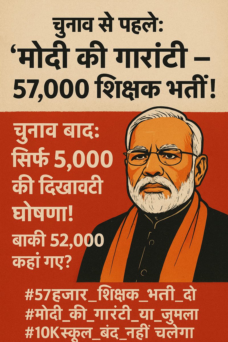 sagar90988's tweet photo. @vishnudsai छत्तीसगढ़ के युवा चिल्ला रहे:
"भर्ती दो, बेरोजगारी हटाओ!"
मोदी जी से यही सवाल पूछेंगे!

#57हजार_शिक्षक_भर्ती_दो #मोदी_की_गारंटी_या_जुमला #10Kस्कूल_बंद_नहीं_चलेगा https://t.co/OmFma9icS6