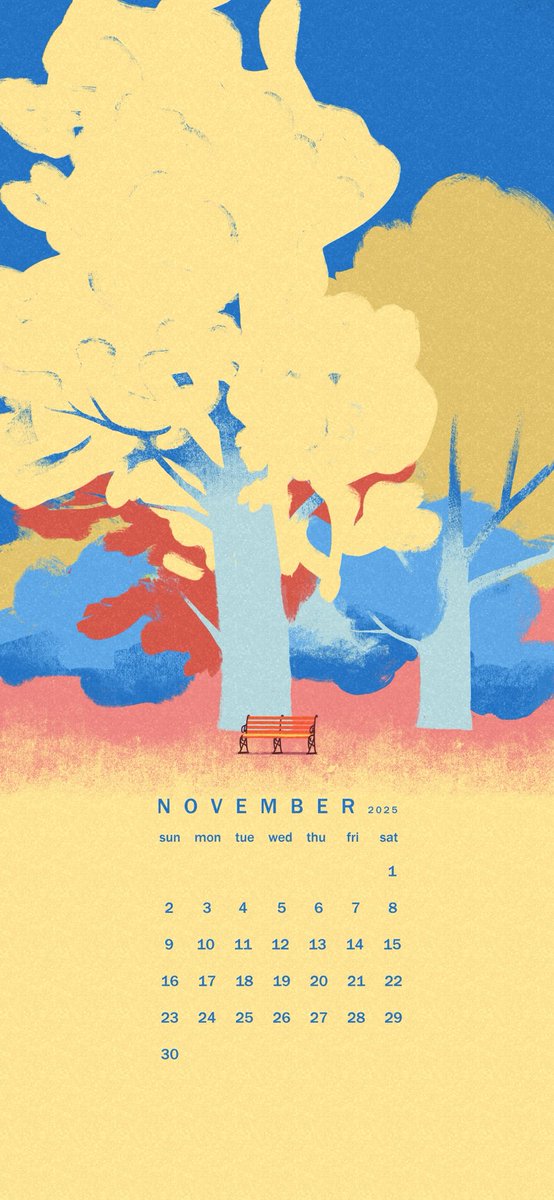 11月ですね🍁

公園を歩きながら、色んなことを振り返り。
少しの寂しさと、あたたかい気持ちを胸に歩き続ける。

今月もカレンダーを作りました！
ロック画面などにどうぞ🌱

 #カレンダー  #calendar