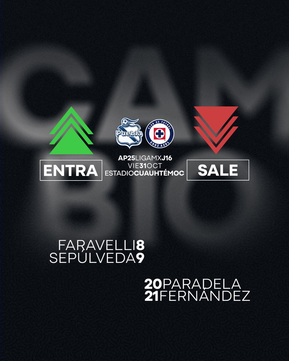 72’ Segunda ventana de cambios: