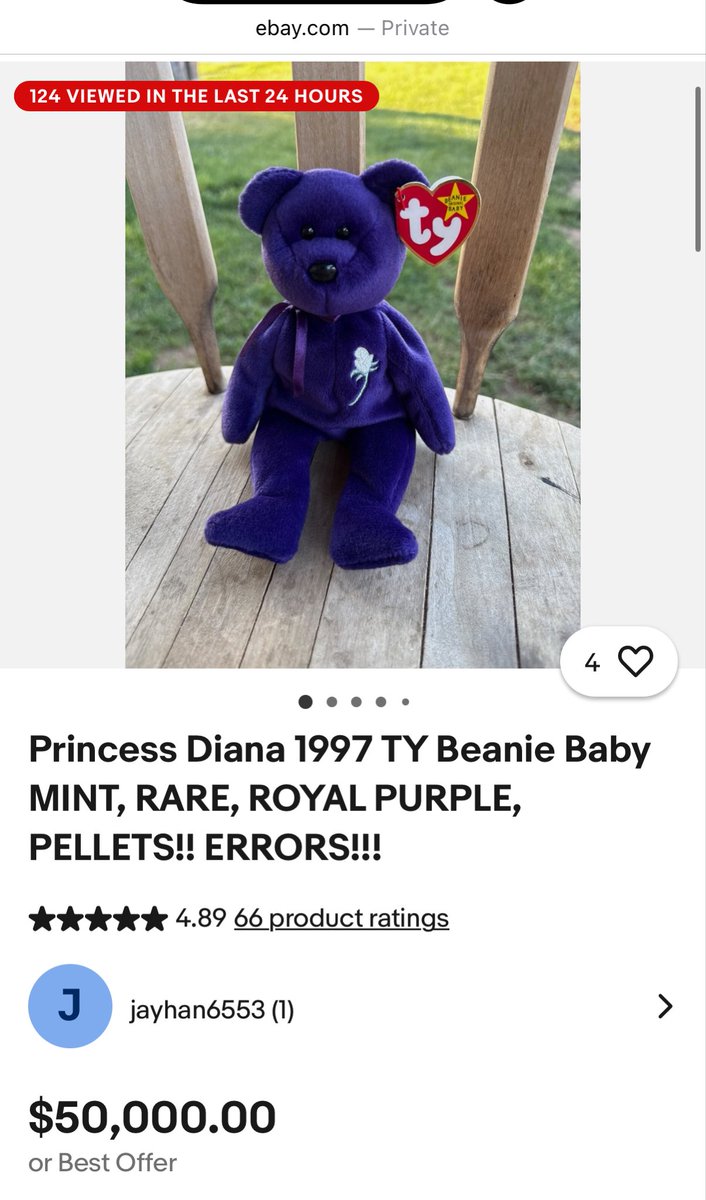 my grandma met princess diana in 1989, and 36 years later i am the 1997 princess diana memorial beanie baby because i love both the people’s princess and a bit  🫶👑