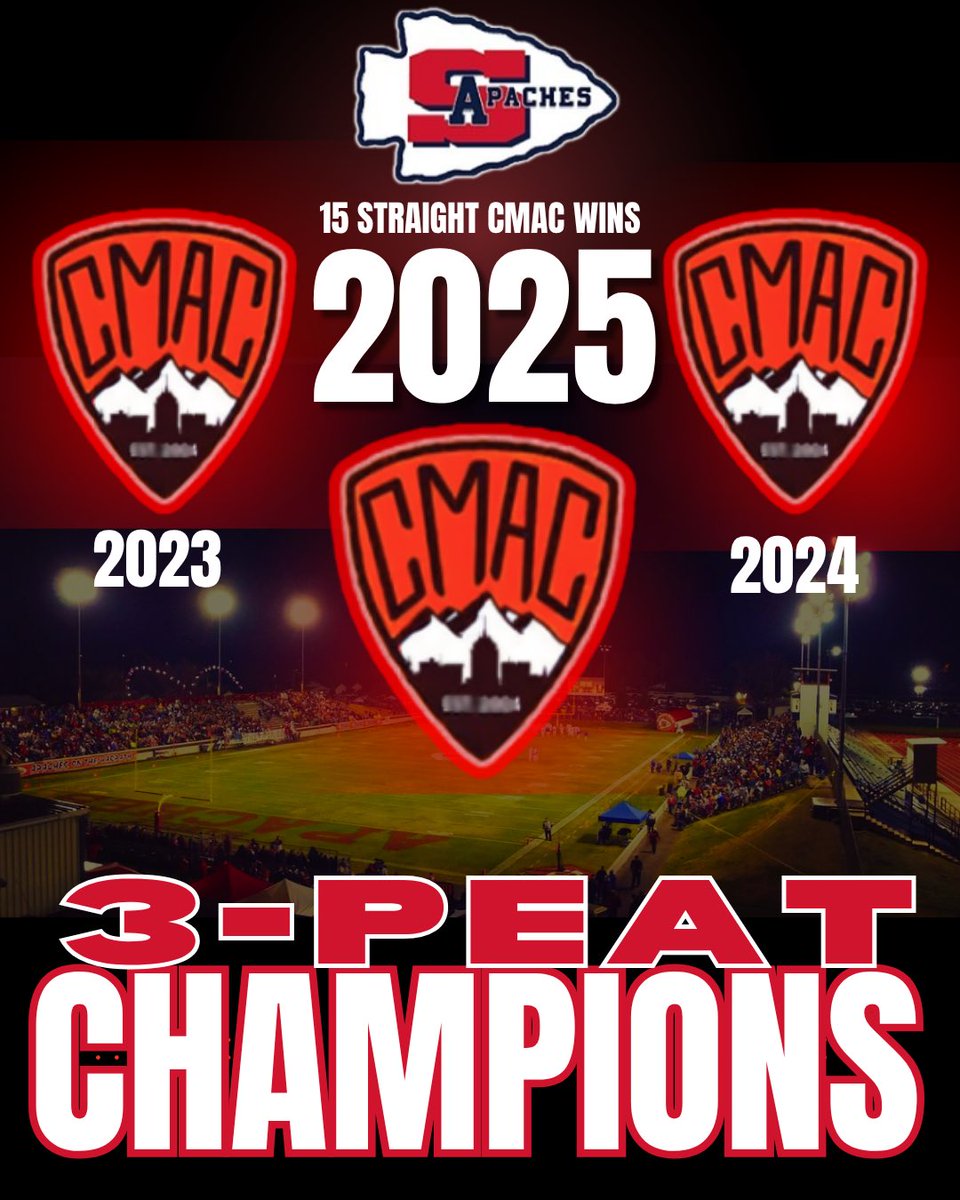 FootballApaches's tweet image. The CMAC RUNS THRU SANGER CALIFORNIA !!! 15 in a row!!! 3 PEAT!!!