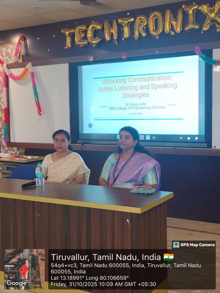 VelMultitech99's tweet image. The Department of CSE organized a seminar on “Unlocking Communication: Active Listening and Speaking Strategies” for first-year students. Dr. Divya John from SSN College of Engineering shared valuable insights to help students enhance their communication skills. #VelTechMultiTech