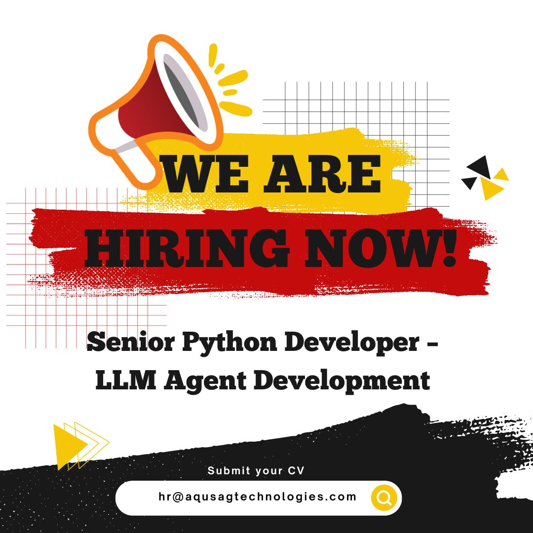 aqusag's tweet image. 🚀 We're Hiring!
Senior Python Developer – LLM Agent Development (Remote, Contract)
Join AquSag Technologies & work on cutting-edge LLM agent projects!
💼 5+ yrs experience
💰 Up to ₹1,70,000/month
🌐 Remote | 📄 Contract
Apply now 👉 aqusag.com/jobs/apply/sen…
#PythonJobs #AI