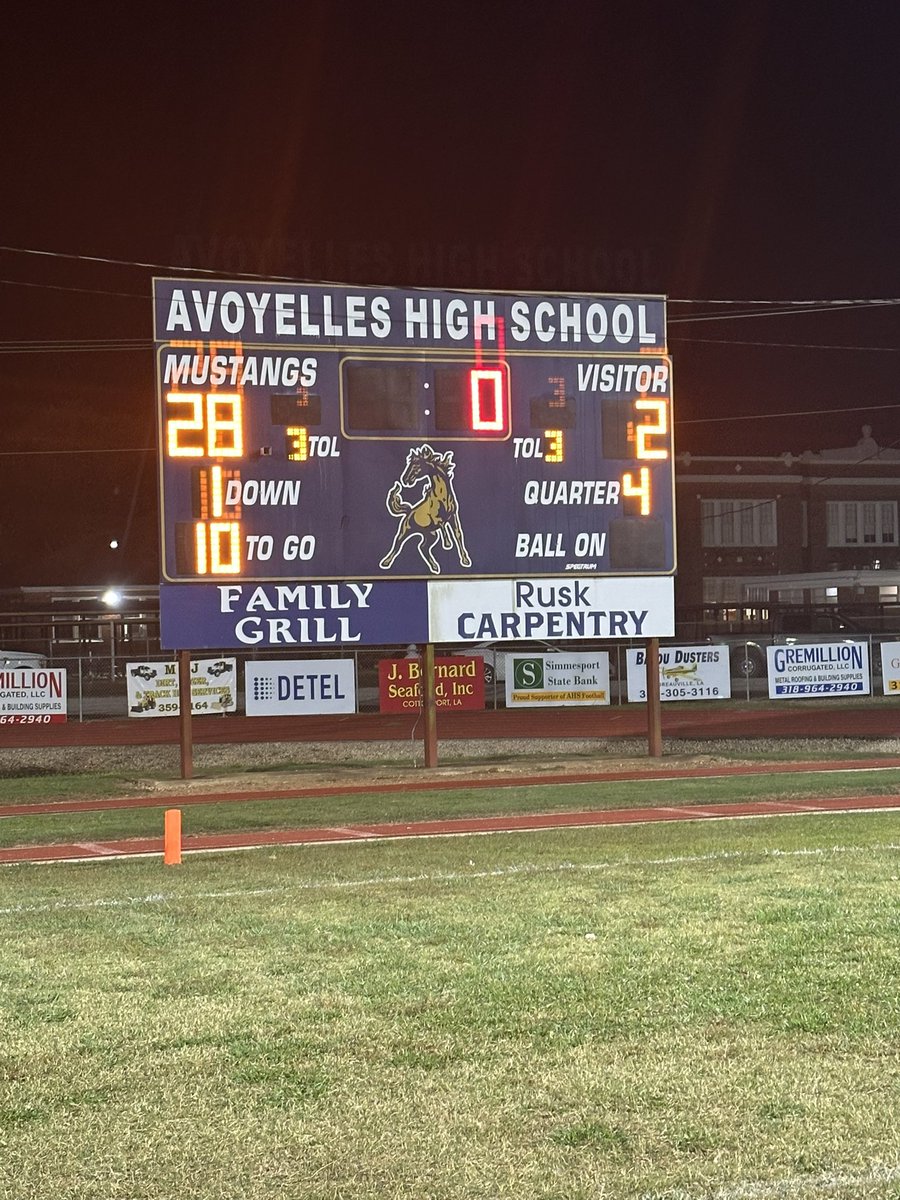 🏈 SIX STRAIGHT WINS. ONE BIG NIGHT. 🏆
After starting 0-3, your Avoyelles Mustangs have stormed back with six straight victories—including a dominant 28-2 win over Oakdale on SENIOR NIGHT! 💪🔥

🏈🏈🏈
