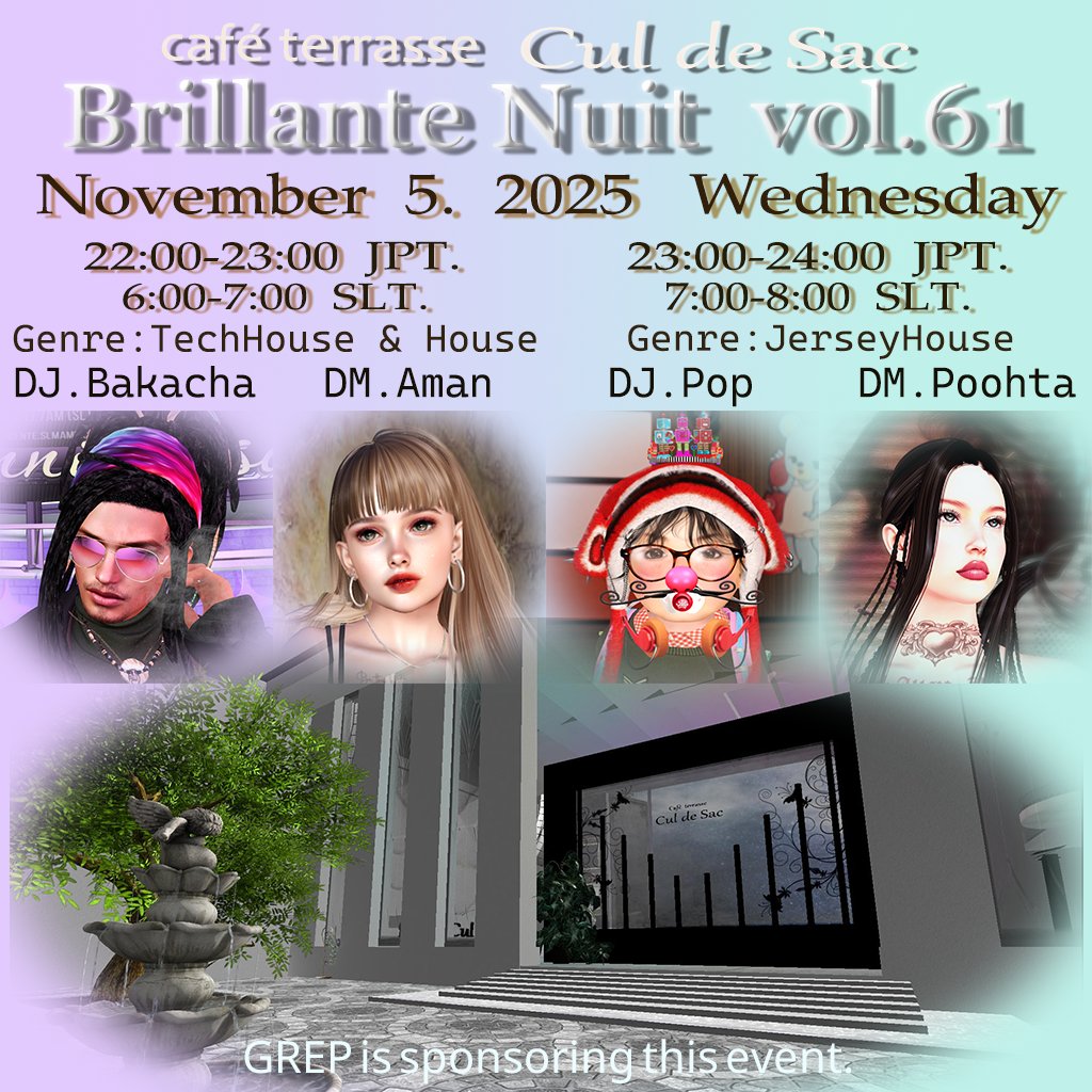 先日の”Halloween Black Witch Party”に沢山の方においで頂き有難うございました❣️お陰様でとても楽しい2時間でした 🥰💕
次回はDJ.BakachaさんとCul de Sac初登場のDJ.PopさんによるHouse session🎶、DMは初登場のPoohtaさんとAmanです🤩
素敵なHouseの音とダンスでご一緒しましょ🤗
お待ちしてます❣️