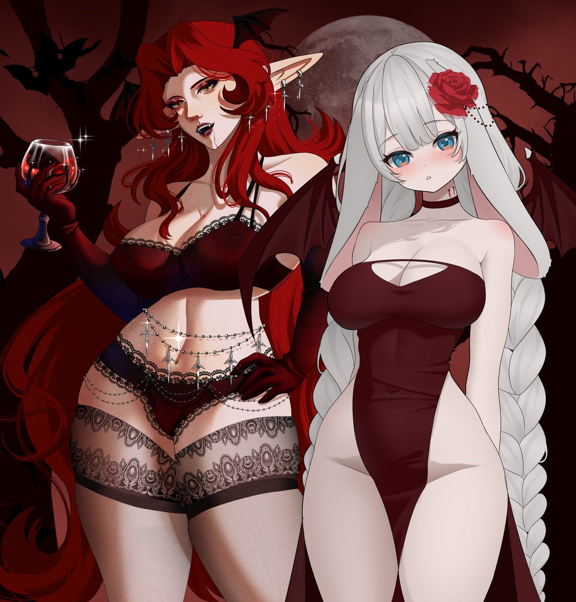 Happy Halloween ! 🧡 (I'm late sowy) 
Here a little collab with the besti  <a href="/x_brioche_x/">🌹BRIØCHE 🌹</a>
We drew our two OCs!! 🎨✨