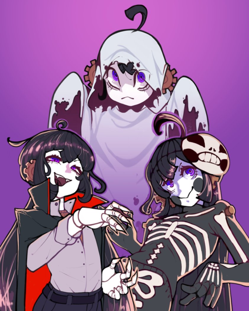 boooo! vleehh!! *𝒔𝒌𝒆𝒍𝒆𝒕𝒐𝒏 𝒓𝒂𝒕𝒕𝒍𝒆*
the monster squad is all here! thanks for the wonderful october, have a happy halloween! 🎃

#SleepsieArt by <a href="/goose_llow/">Llow</a> 🎨 (thanks so so so much)