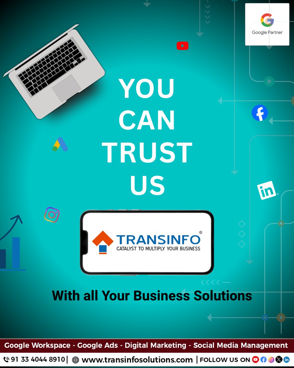transinfosol's tweet image. As a proud #GooglePartner, we bring together innovation, data-driven strategy &amp;amp; creativity to help your business stand out in the digital world !

Your next big project starts here!
Connect with us: +91 33 4044 8910
Visit: transinfosolutions.com

#TransinfoSolutions #Transinfo