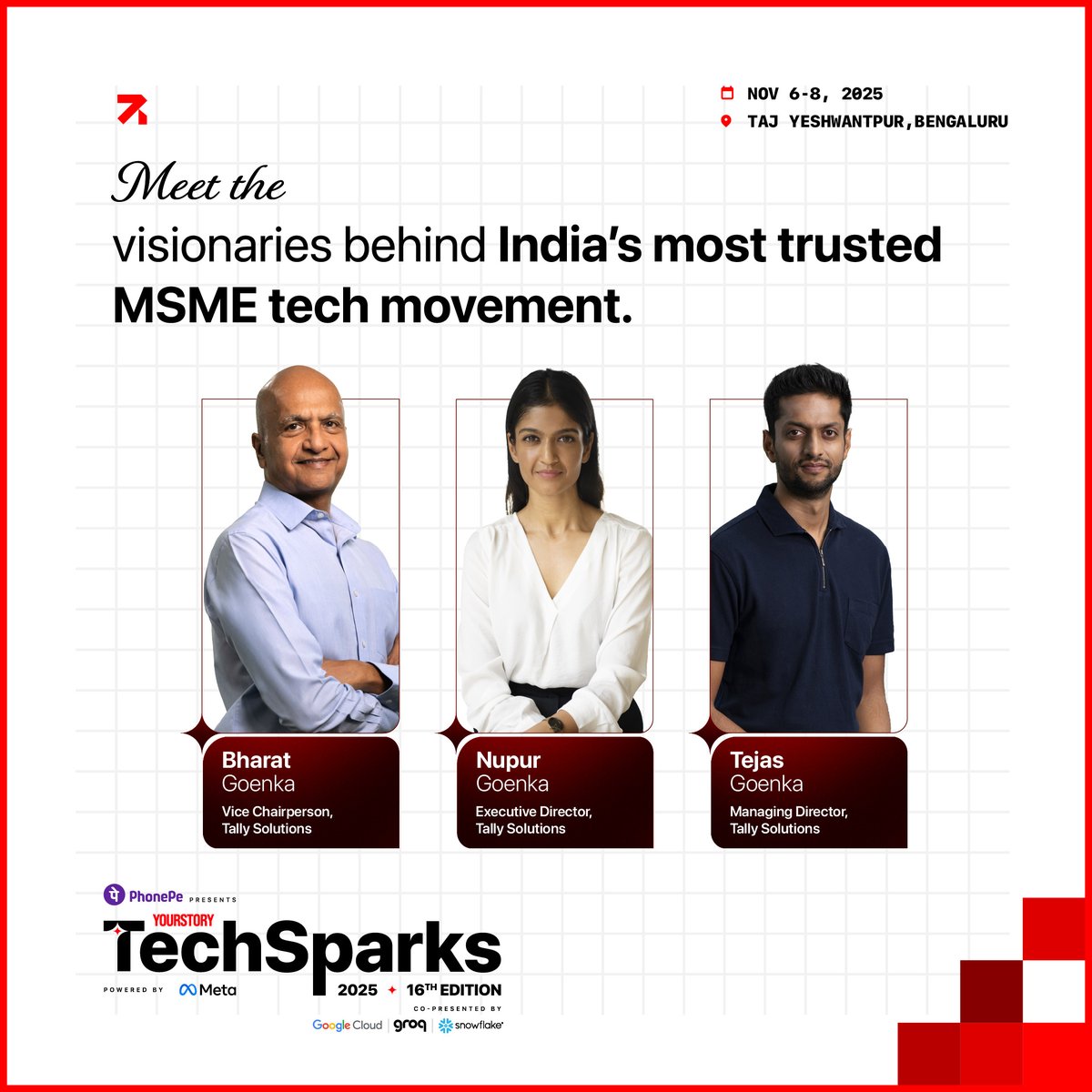 YourStoryCo's tweet image. How do you build technology that millions trust?
For decades, Tally has been simplifying complexity for India’s MSMEs, empowering them to become digital-first and future-ready.
At #TechSparks2025, Bharat Goenka, Nupur Goenka, and Tejas Goenka of @tallysolutions join to share how…