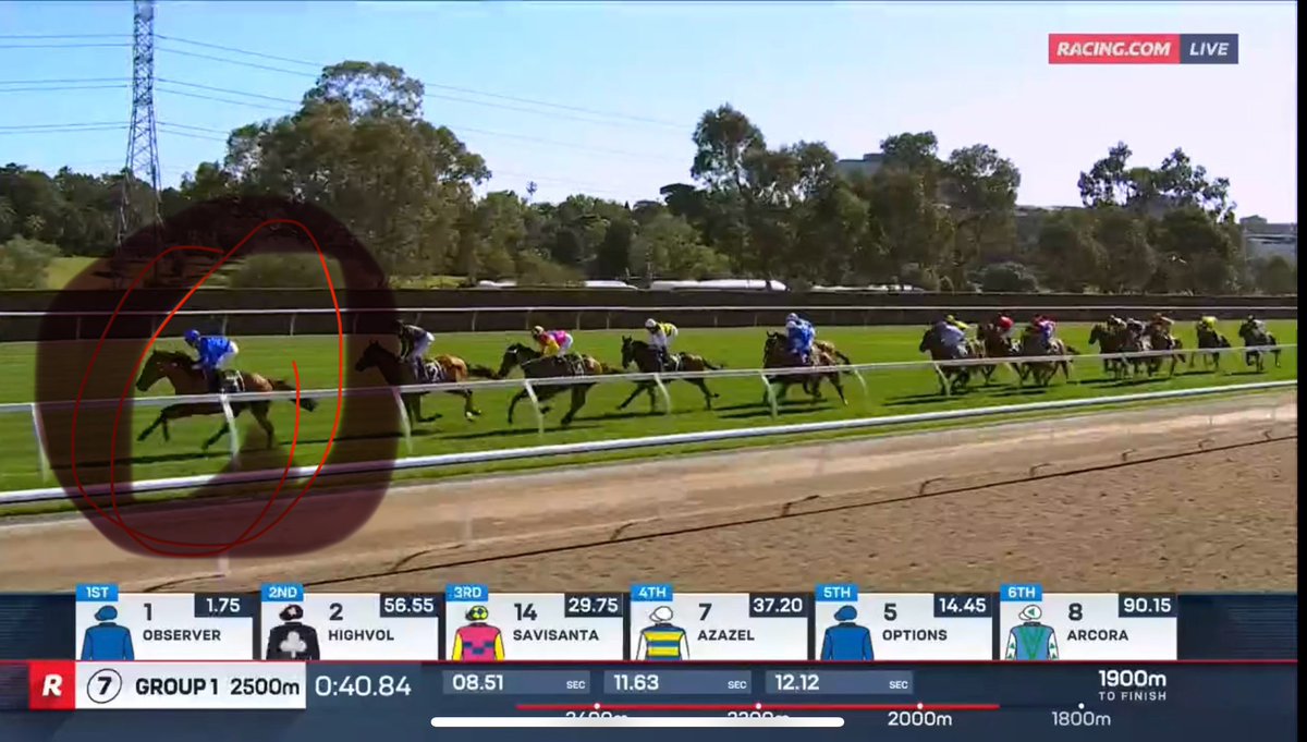 rtralphy's tweet image. One of the most important thing for a stayer is to get #allimportantcover which Mark Zahra clearly wanted to do on Observer in the Derby

You had to look closely in the run to spot him, so I’ve helpfully circled where he was in key moments #heretohelp 🏇