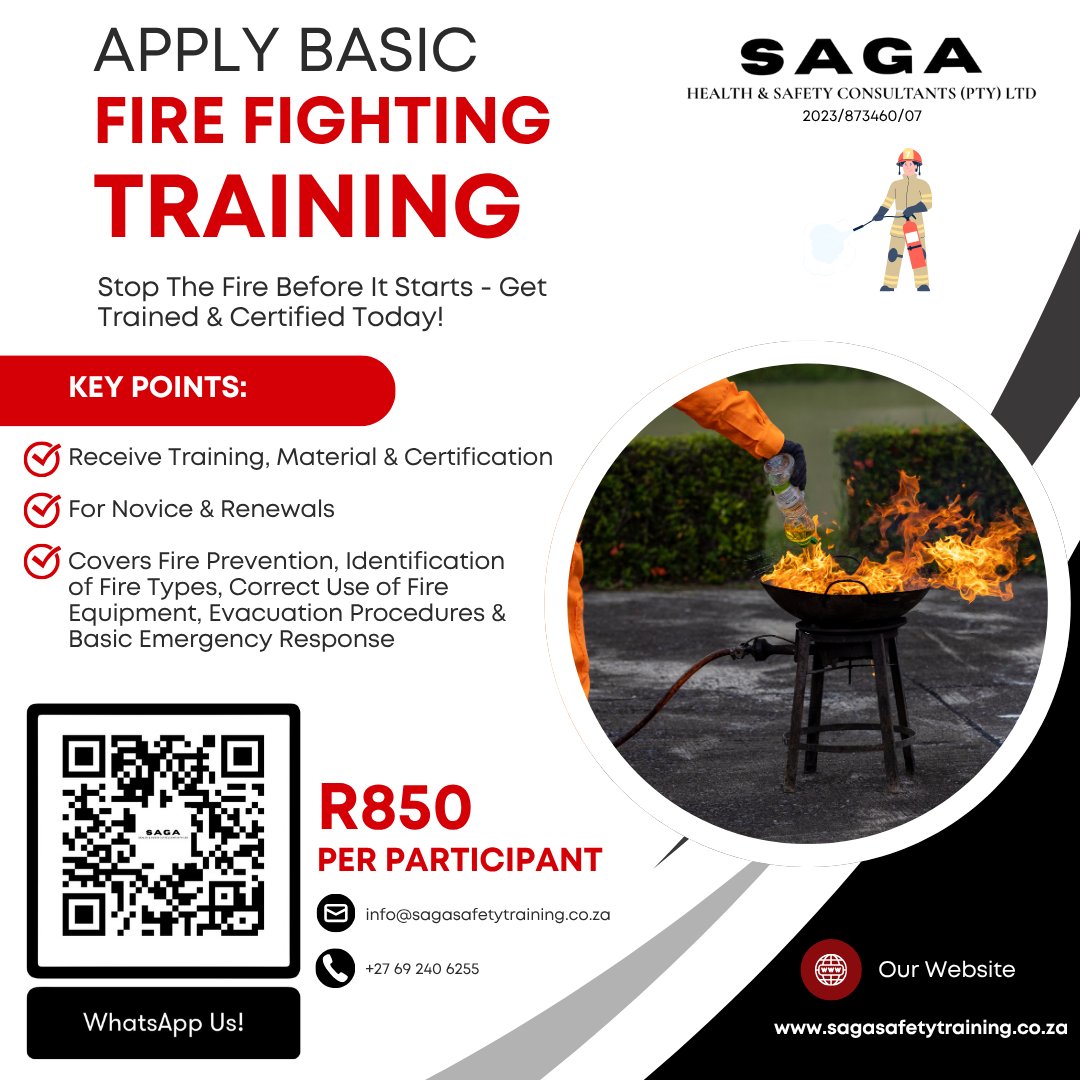sagasafetyza's tweet image. Be ready, act fast, save lives! 🔥 Learn essential fire fighting skills to protect yourself, your team, and your workplace. 
#BasicFireFighting #FireSafety #WorkplaceSafety #SafetyTraining #OHS #EmergencyPreparedness #FirePrevention #HealthAndSafety#SafeWorkplace #FireResponse