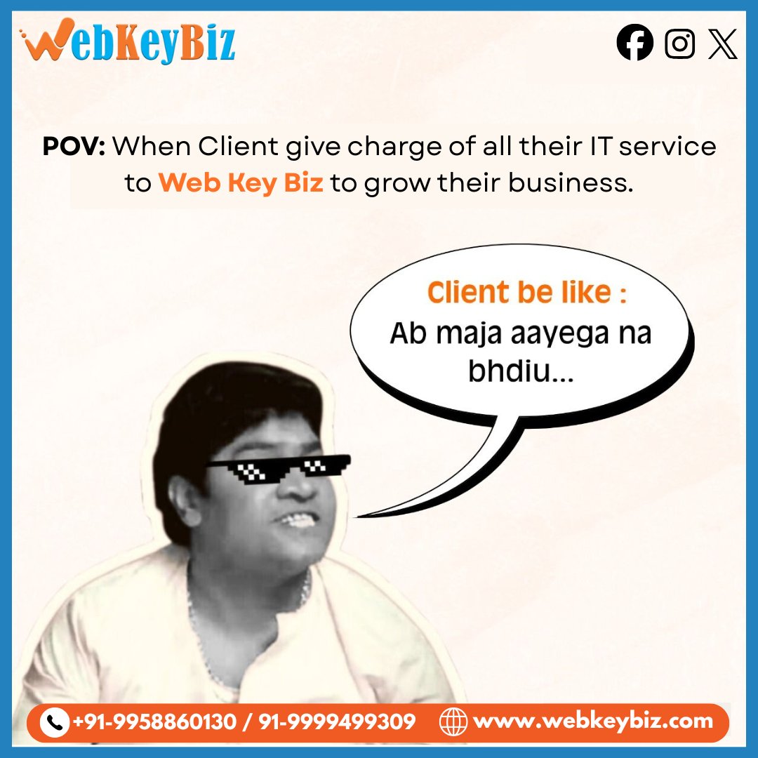 webkeybiz's tweet image. When you hand over your IT services to Web Key Biz…
You don’t just grow — you dominate the digital world!
📞 Call us today: +91-9958860130 | 91-9999499309
🌐 Visit: webkeybiz.com
#WebKeyBiz #DigitalMarketing #ITSolutions #SocialMediaMarketing #WebsiteDesign