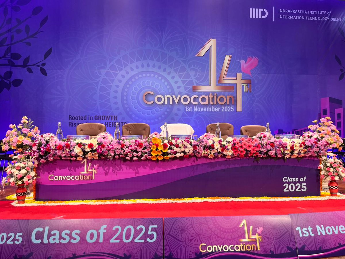 IIITDelhi's tweet image. All set! The stage is ready, the lights are on, and the excitement is in the air. 
Here’s to stepping into a new chapter with pride, purpose, and possibility. 

#IIITD #IIITDConvocation #14thConvocation #IIITDClassof2025 #Graduates #SteppingOntoTheStage #NewBeginnings