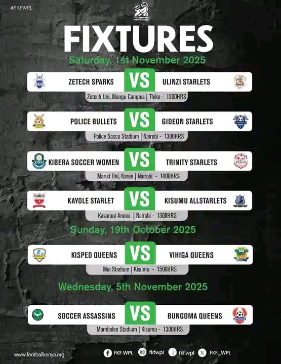 joel_karamu's tweet image. FKF Womens Premier League weekend fixtures are here with us.
#FootballKE 
#FKFWPL