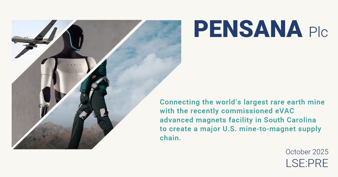 PensanaRE's tweet photo. New corporate presentation now live focusing on the establishment of a major mine to magnet supply chain in the U.S.

View here: https://t.co/Ig1kPEzFml

#rareearths #magnetmetals #ai #robotics #automotive #evs #offshorewind #defense #criticalminerals #supplychain #longonjo https://t.co/QsbMtJOPcw