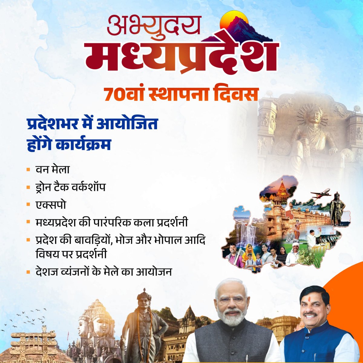 opsakhlecha's tweet photo. मुख्यमंत्री डॉ. मोहन यादव का अभ्युदय मध्यप्रदेश..

विकास, विश्वास और अवसरों का संगम..
70वें स्थापना दिवस पर मध्यप्रदेश कर रहा है प्रगति के नए अध्याय का शुभारंभ।

#समृद्ध_मध्यप्रदेश 
@DrMohanYadav51 https://t.co/Jqt0ibovxa