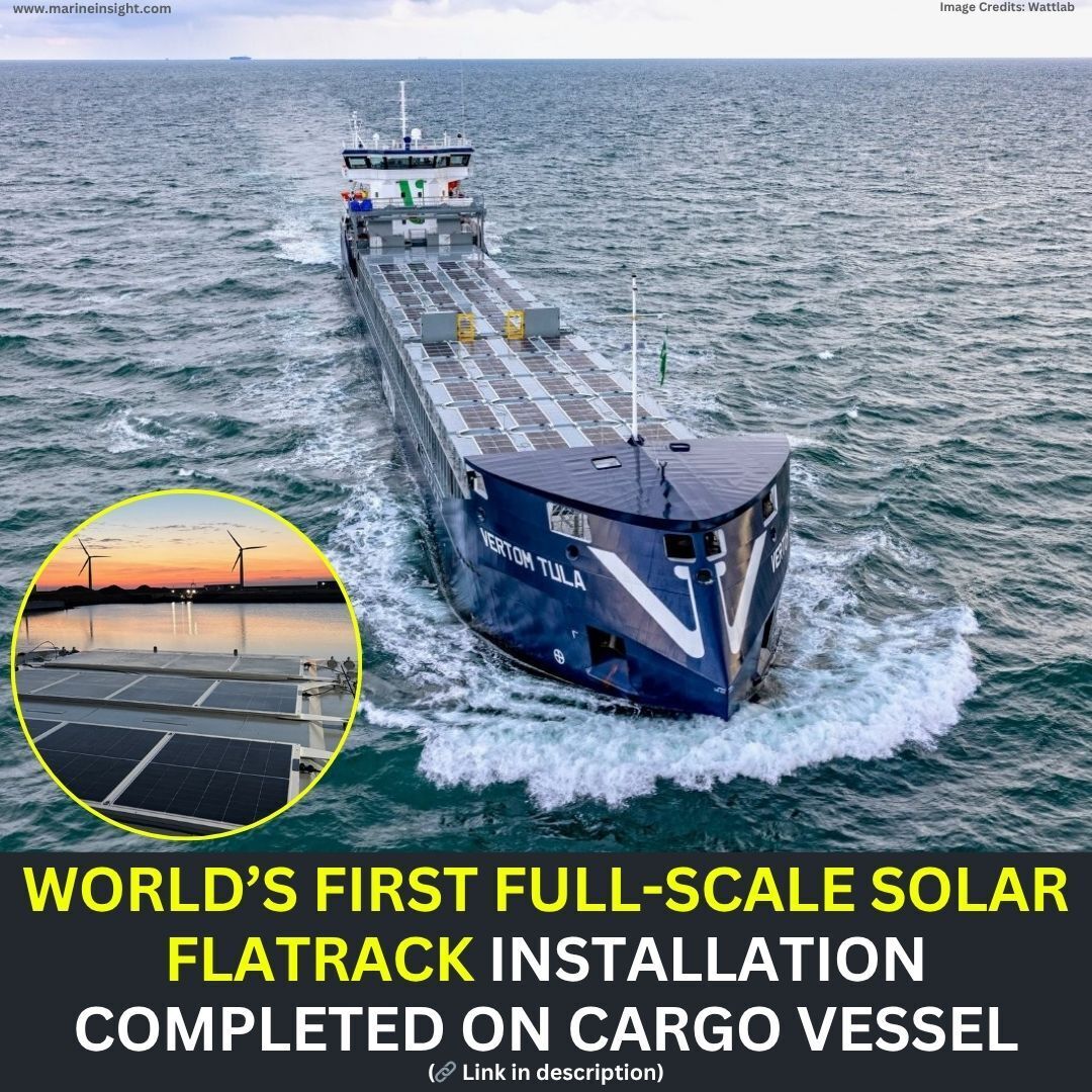 MarineInsight's tweet image. Read the news here 👉marineinsight.com/shipping-news/…

World’s First Full-Scale Solar Flatrack Installation Completed On Cargo Vessel

#Solar #Cargo #Vessel #Ship #Maritime #MarineInsight #Merchantnavy #Merchantmarine #MerchantnavyShips