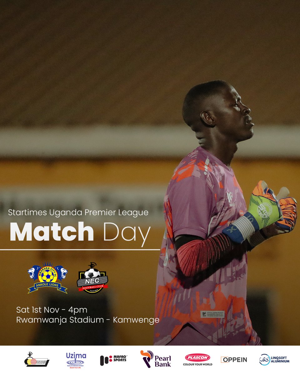 Nec_Fc's tweet image. MATCHDAY

🆚 Mbarara City 
🕗 4PM 
🏆 StarTimesUPL 
🏟️ Rwamwanja Stadium – Kamwenge
#Diehards | #MBRNEC | #UPL