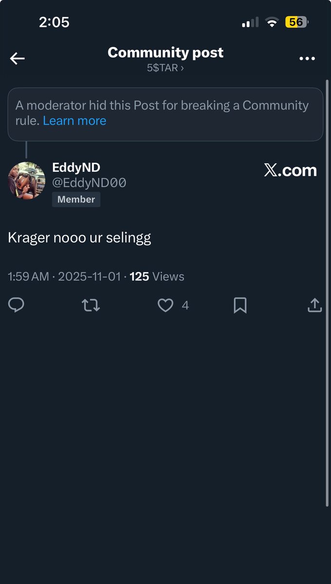 EddyND00's tweet photo. Krager broke a community rule for saying #hudafc Iโm fucking dead ๐ญ๐ญ๐ญ https://t.co/19KKAqhTGc