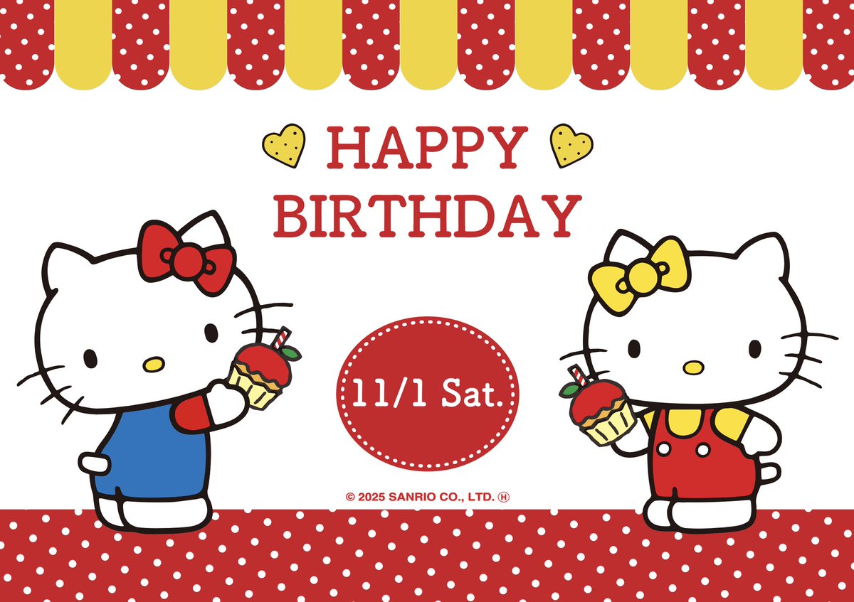 kyotocentury's tweet photo. ＼本日11/1は #ハローキティ &amp; #ハローミミィ のお誕生日🎂🎉 ／

開催中のスイーツビュッフェ「ハローキティのわくわくスイーツパーティー」では、店内にお祝いボードもご用意☆彡
かわいいスイーツと一緒にお祝いしよう♡

▽詳細
https://t.co/53a3gW34zA

#キティミミィ誕生日 https://t.co/RVby3C4CP5