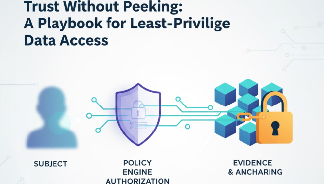 LetsDexCOM's tweet photo. Smart-city data, zero peeking:
A playbook for least-privilege data access
🔐 DID/VC identity
🧠 Off-chain ABAC/PBAC 
🧾 Evidence → Merkle-root anchoring on-chain
⚙️ SLOs: p95 ≤300ms, 100% audit, 8-week PoC

Read👉  https://t.co/jz7fHlesxK

#ZeroTrust #DataSecurity #Blockchain https://t.co/YGn1QglYqr