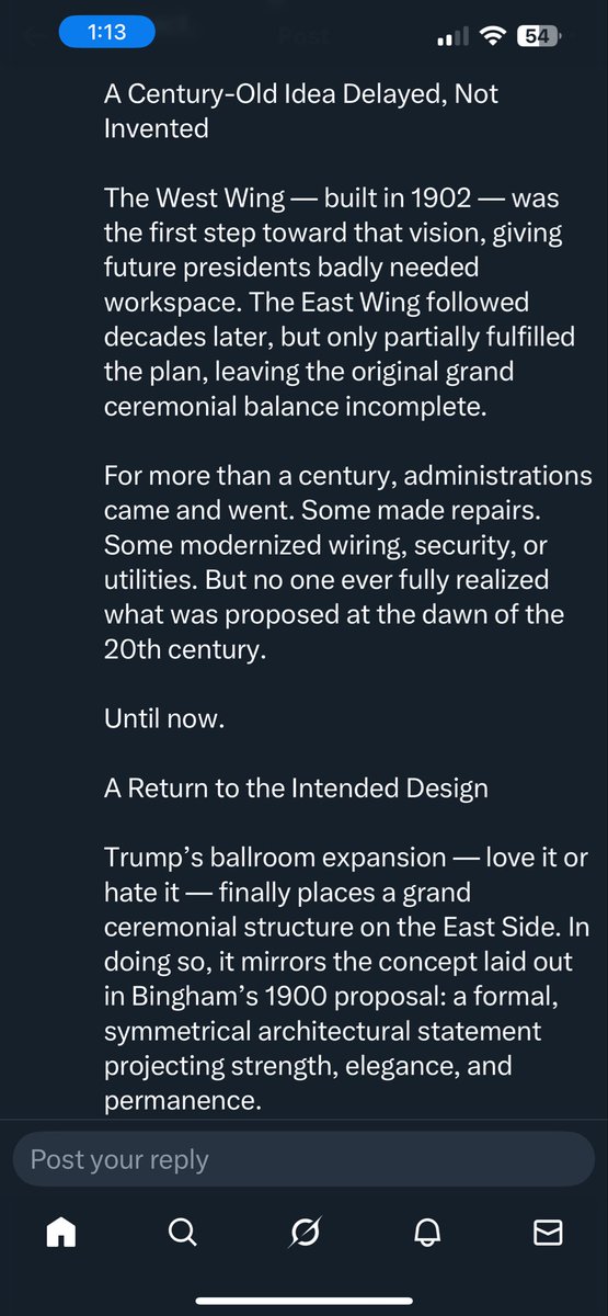 TexasPixe65's tweet photo. @TimHannan Why?  Because 7 democrats won’t open the government.  Or because he’s completing the ballroom from the original plan for the East Wing?  Bet you were too lazy to look into it. https://t.co/whxXmh0Bkl