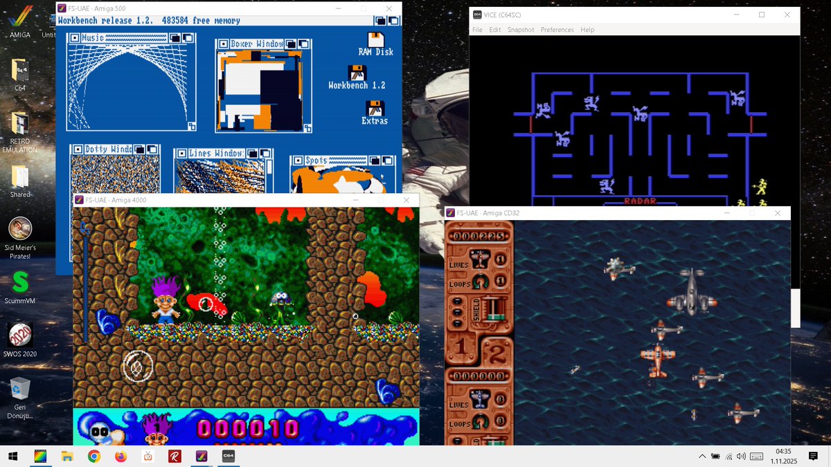 Commodore64 / Amiga 500 / Amiga 4000 / Amiga CD32
All together running full speed at the same time 😍😍
COMMODORE SHOW OFF 🕹️💾💙❤️💥💥

#commodore 
#amiga 
#commodoreamiga 
#RetroGame 
#c64 
#commodore64